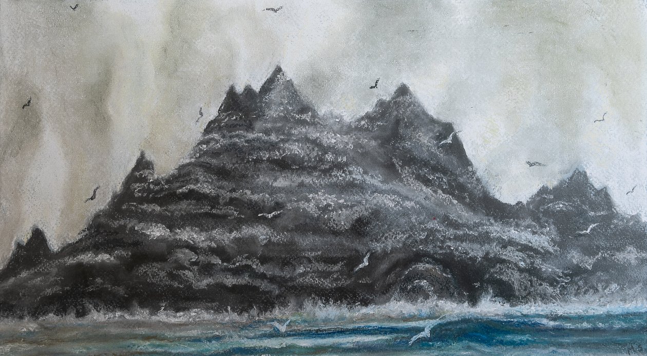 Turbulenta hav .S Irland, 2020 (pastell) av Margo Starkey