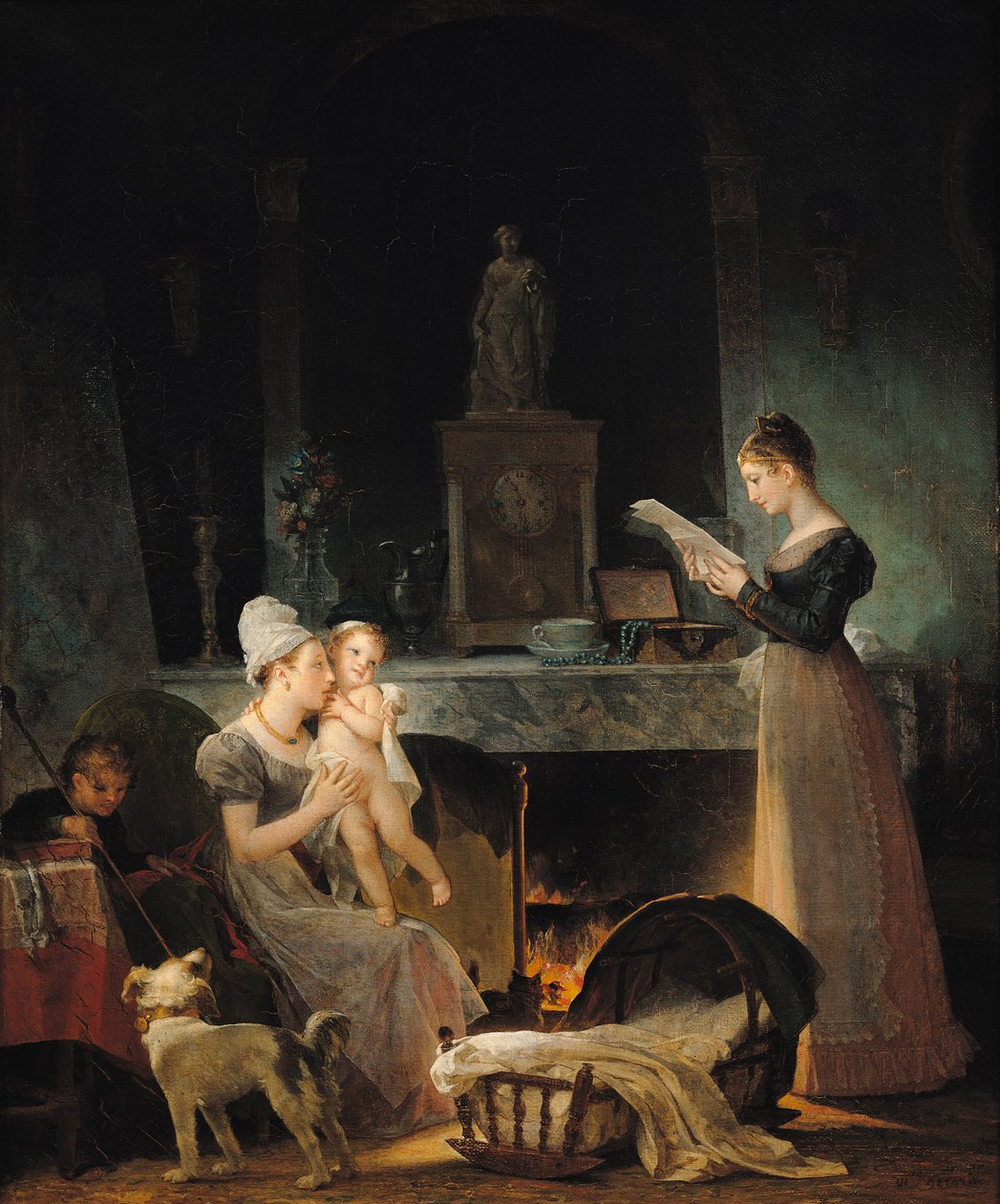 Läser brevet av Marguerite Gerard