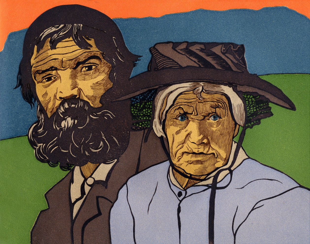 Ett par gamla bönder från Valais (Schweiz) av Marguerite Burnat Provins