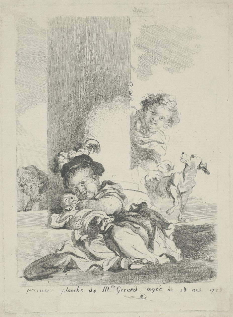 Barnet och katten, 1778 av Marguerite Gerard