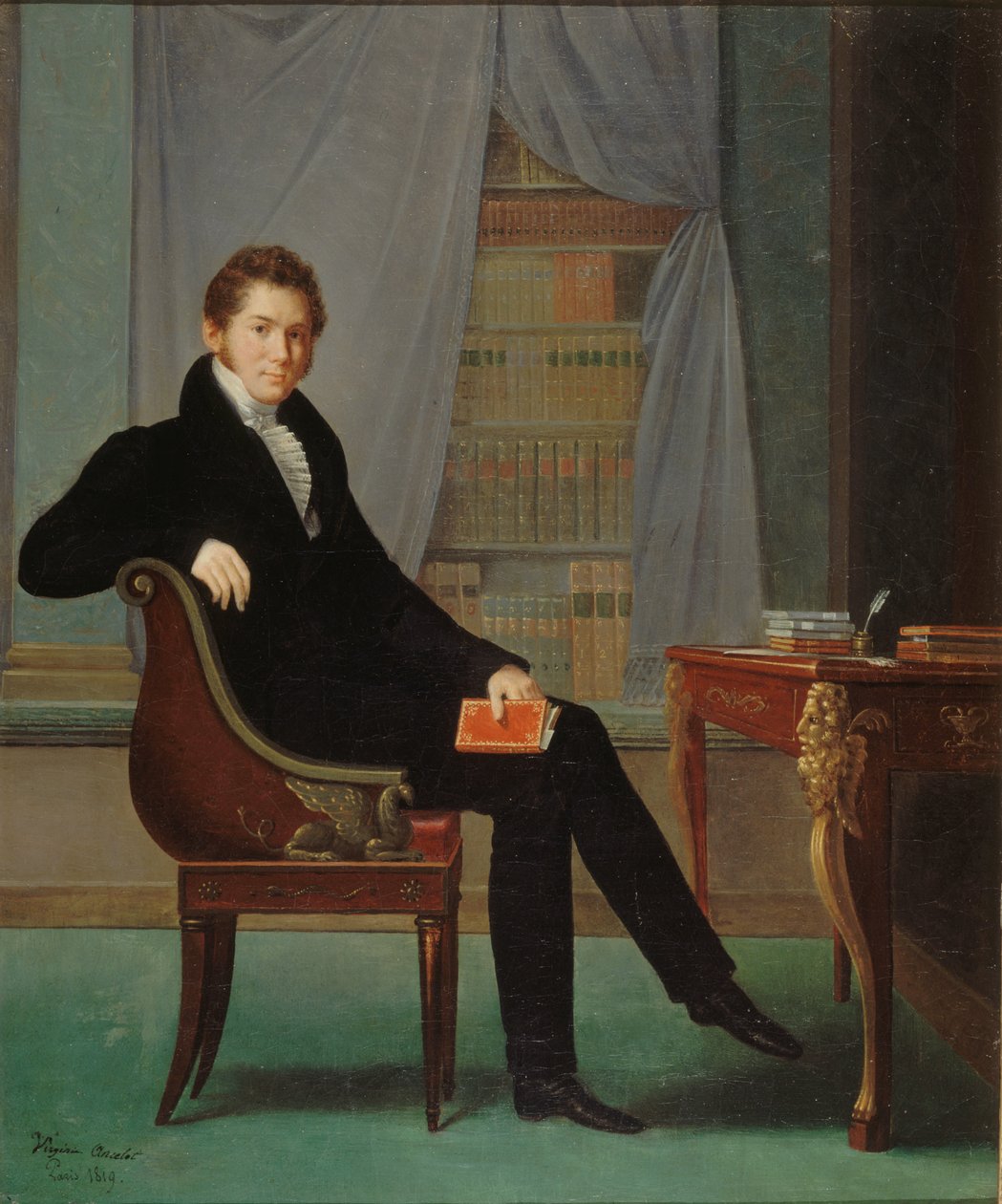 Porträtt av Jacques-François Ancelot 1794-1854, 1819. av Marguerite Louise Virginie Ancelot