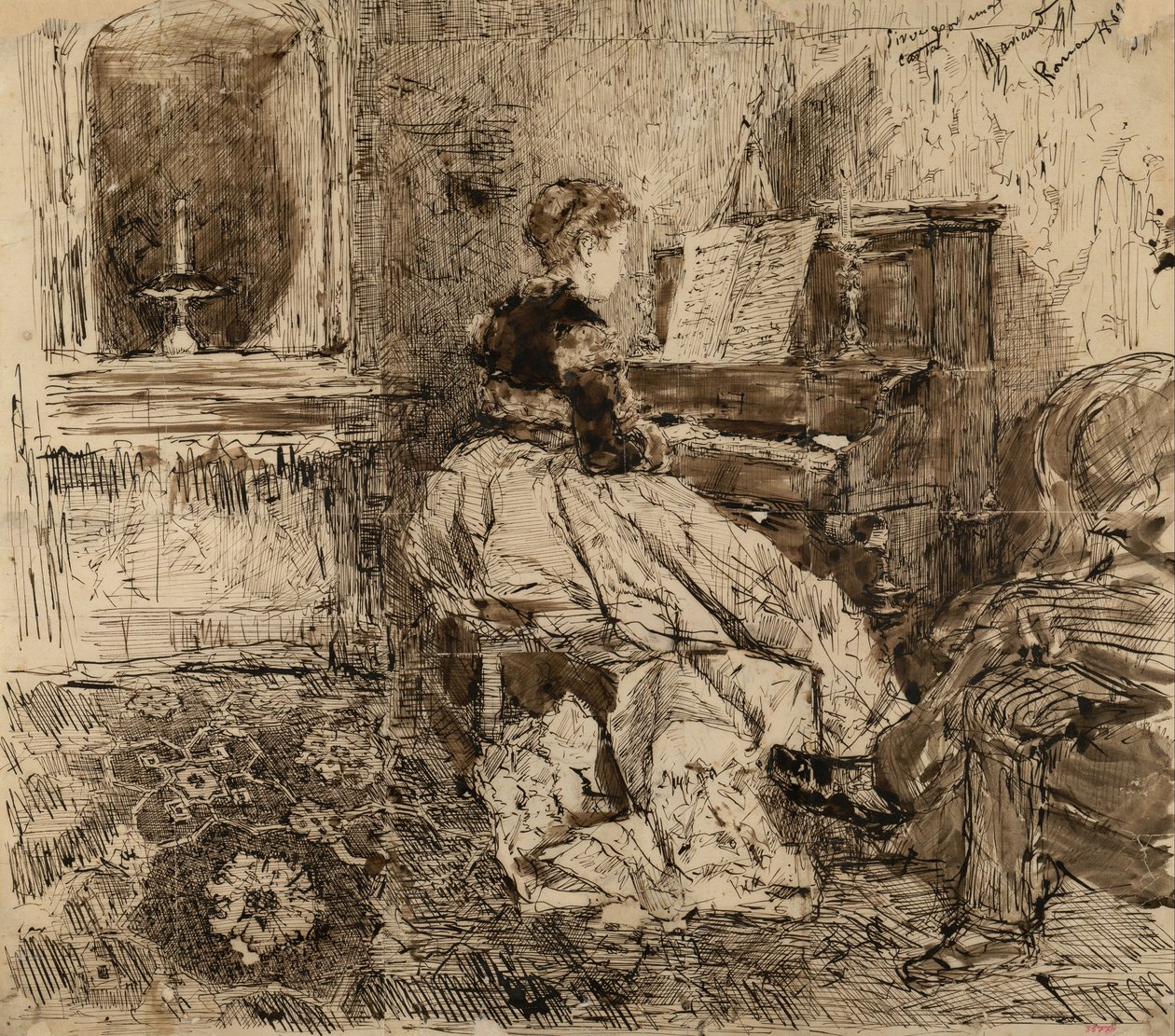 Cecilia de Madrazo Playing the Piano av Marià Fortuny