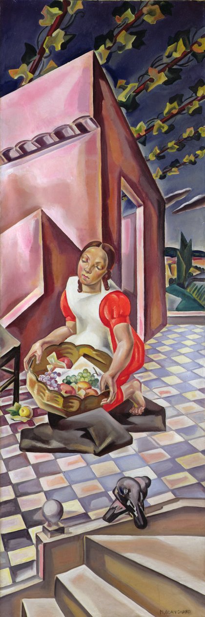 Ung flicka med en fruktkorg, före 1922 av Maria Blanchard