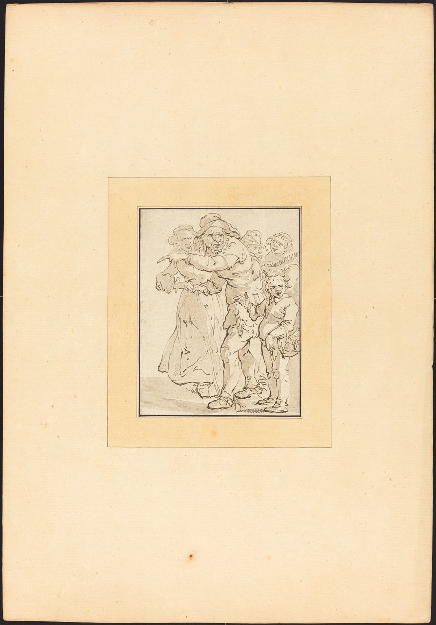 Gubben pekar åt vänster av Maria Catharina Prestel after Adriaen Pietersz van de Venne