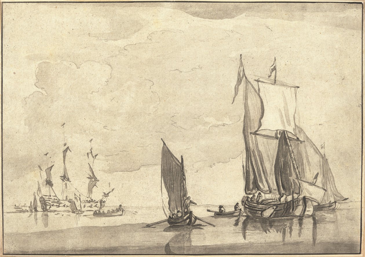 Havslandskap av Maria Catharina Prestel after Willem van de Velde the Younger