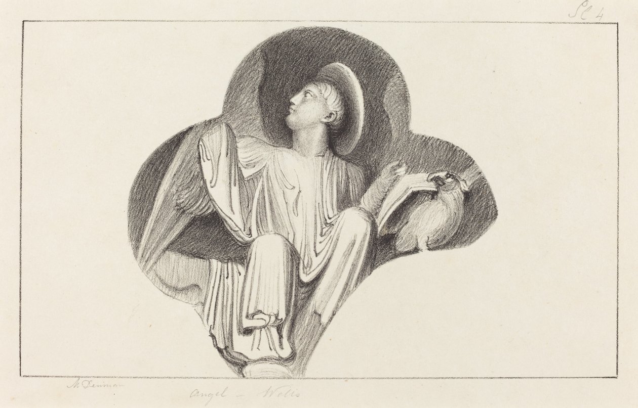 En ängel, från Wells Cathedral av Maria Denman after John Flaxman