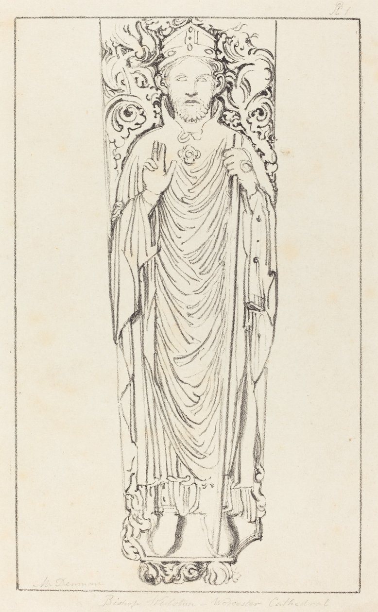ウルスタン司教、ウスター大聖堂スウェーデン av Maria Denman after John Flaxman