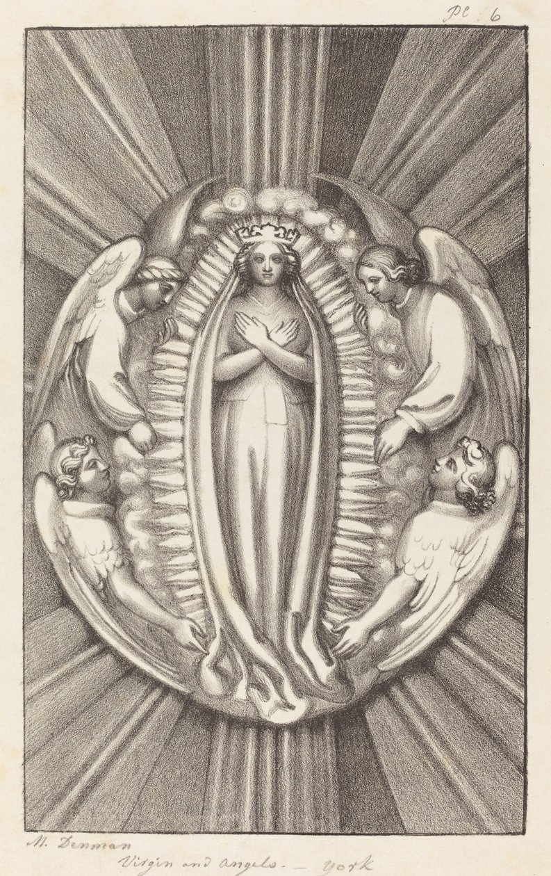 Virgin and Angels, en nyckelsten i York av Maria Denman after John Flaxman