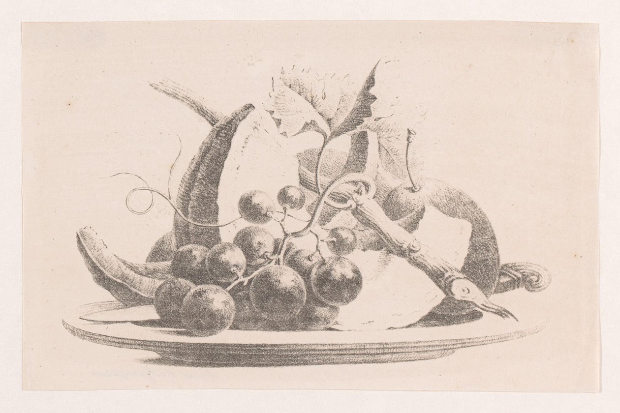 Frukt på en tallrik av Maria Geertruida de Goeje Barbiers (attributed to)