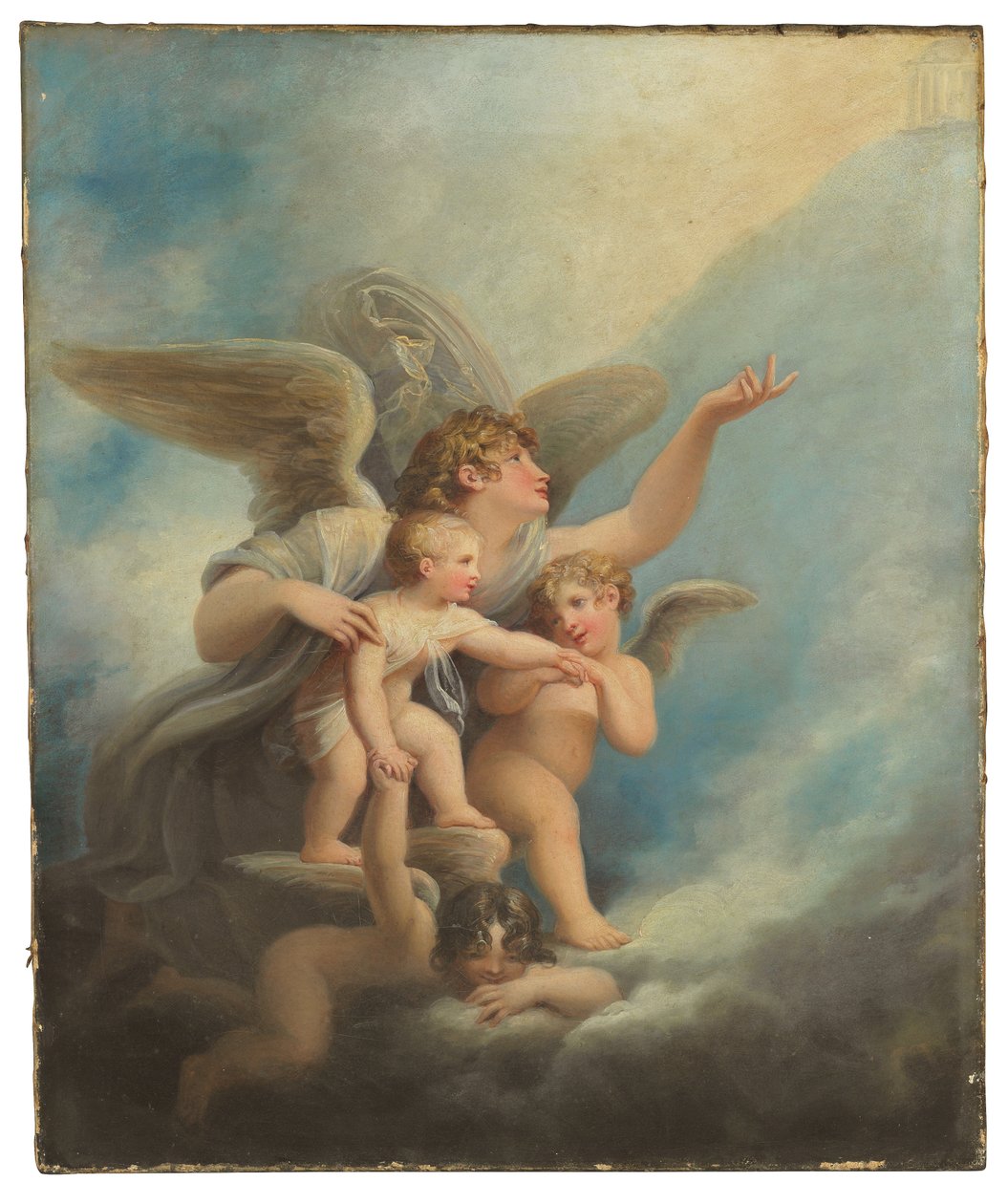 En ängel och putti som följer med en barns själ till himlen av Maria Hadfield Cosway