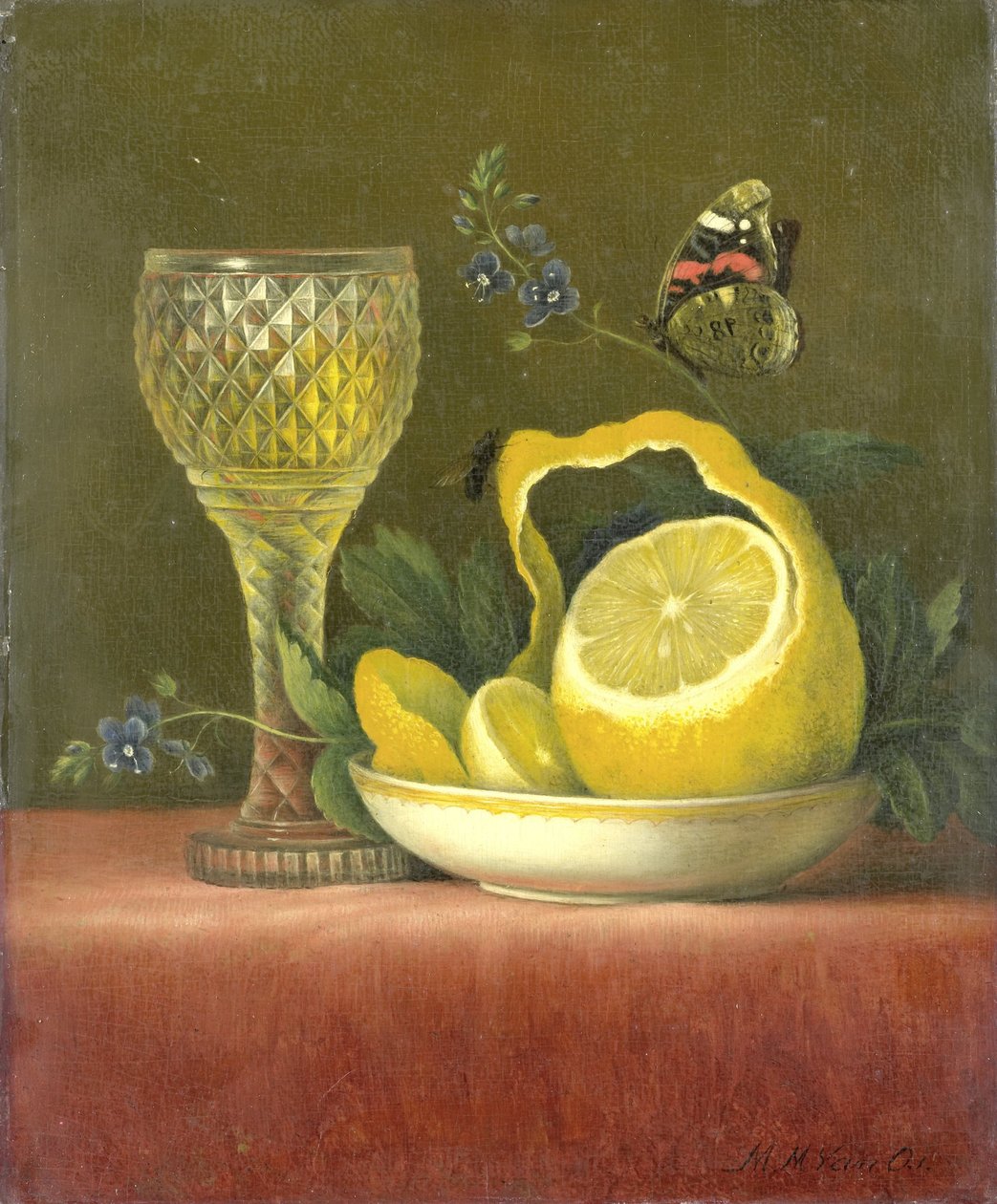 Stilleben med citron och skuret glas av Maria Margaretha van Os