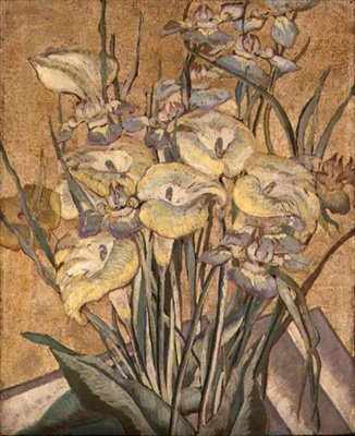 Irises and Calla Lilies, ca 1890-1905 (olja på panel) av Maria Oakey Dewing