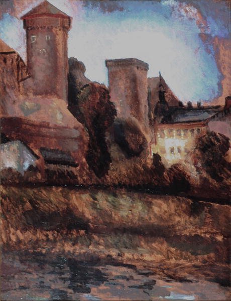 Wawel slott, Krakow. c.1930 (olja ombord) av Marian Szczyrbula