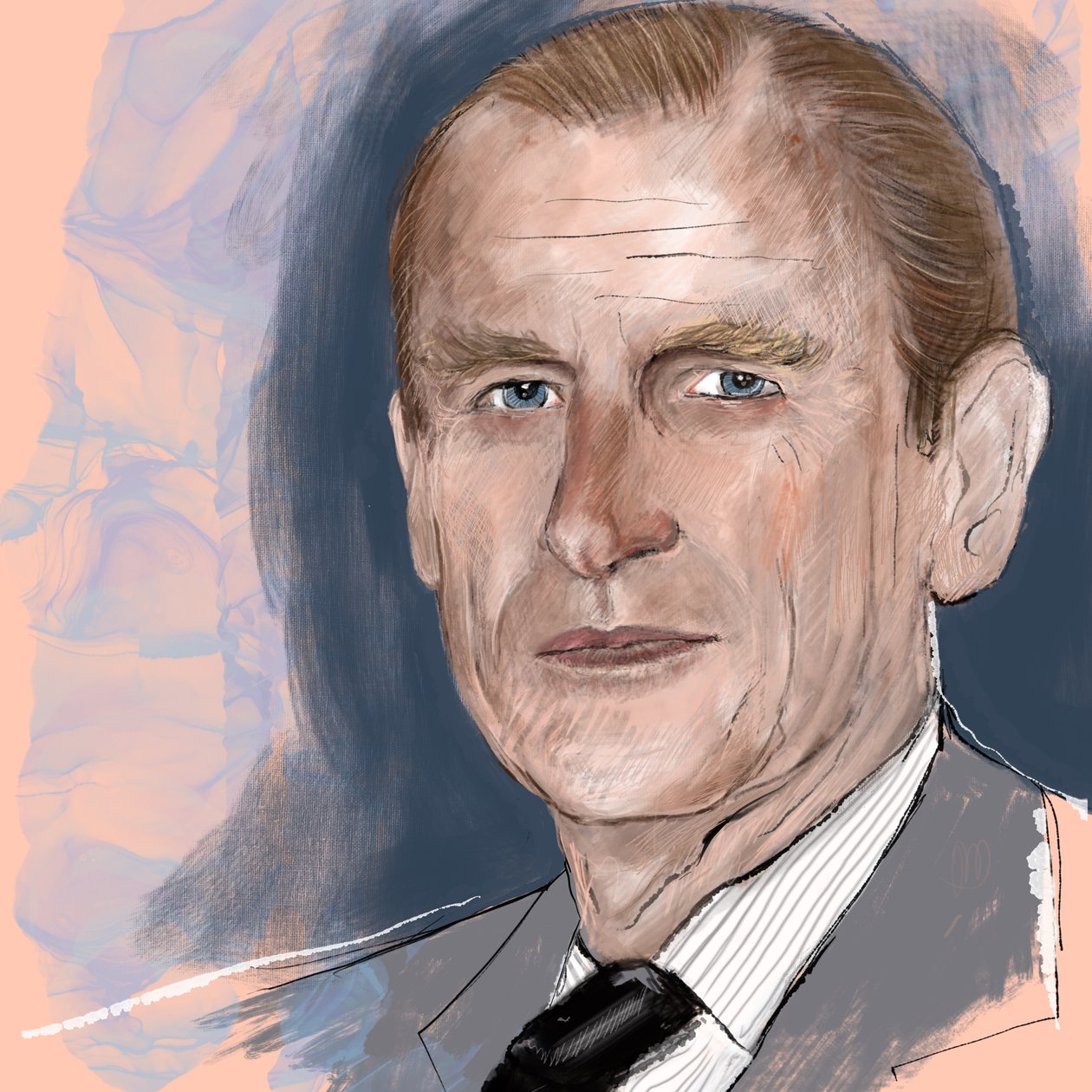 Prins Philip, hertig av Edinburgh, 2021 (akvarell  digital) av Marianna Kulukundis