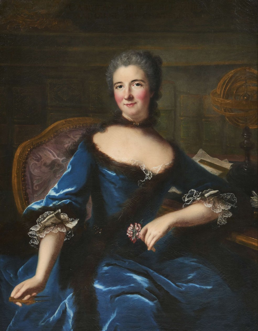 Porträtt av Gabrielle Emilie Le Tonnelier de Breteuil, Marquise du Châtelet 1706-1749, ca 1748. av Marianne Loir