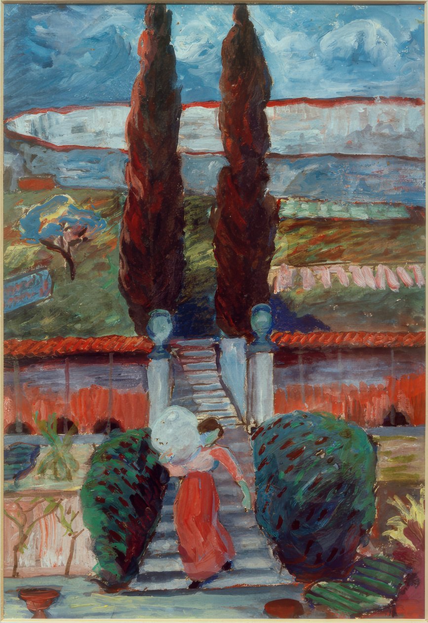 Vårlandskap med flickor av Marianne von Werefkin