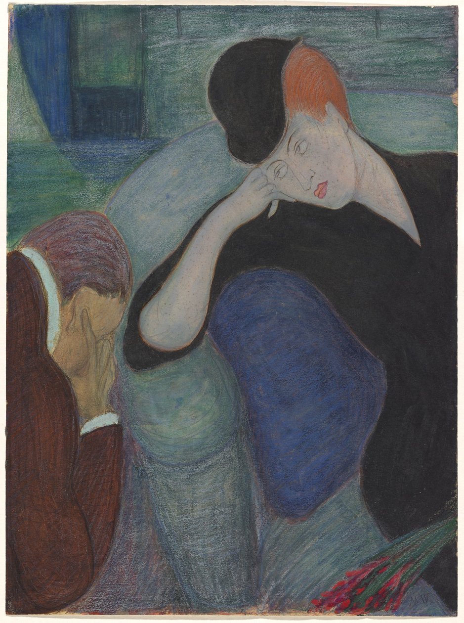 Interiör med sittande par av Marianne von Werefkin