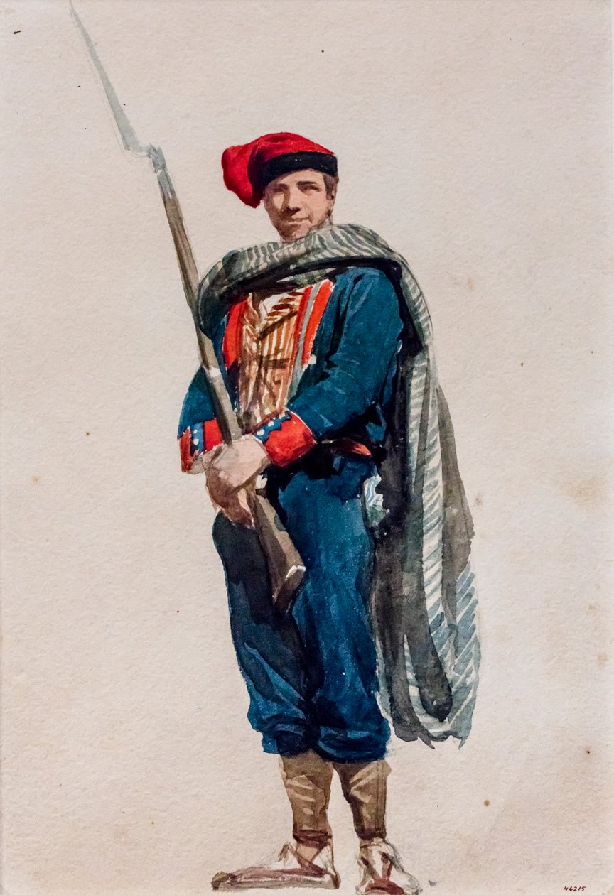 Katalansk frivillig till kriget i Afrika, ca 1860 (akvarell på papper) av Mariano Fortuny