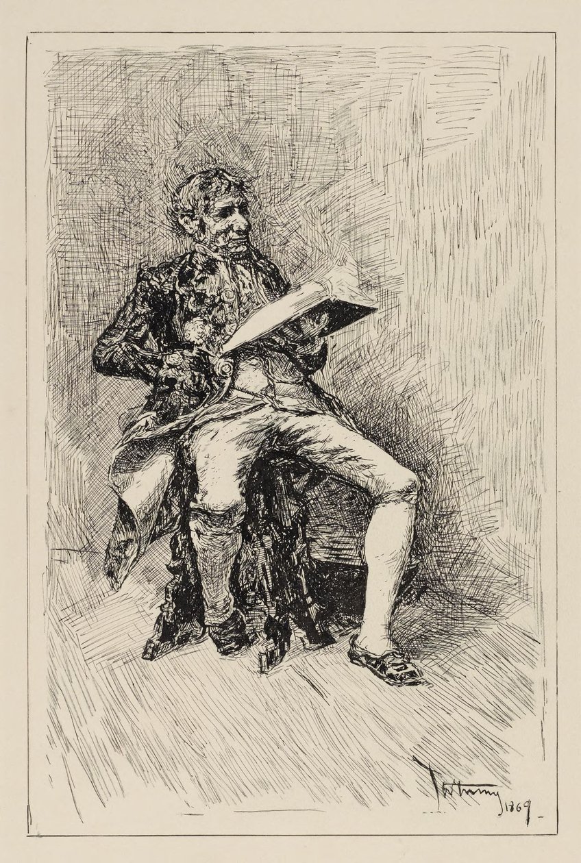 Sitzender Mann, der ein Buch liest av Mariano Fortuny