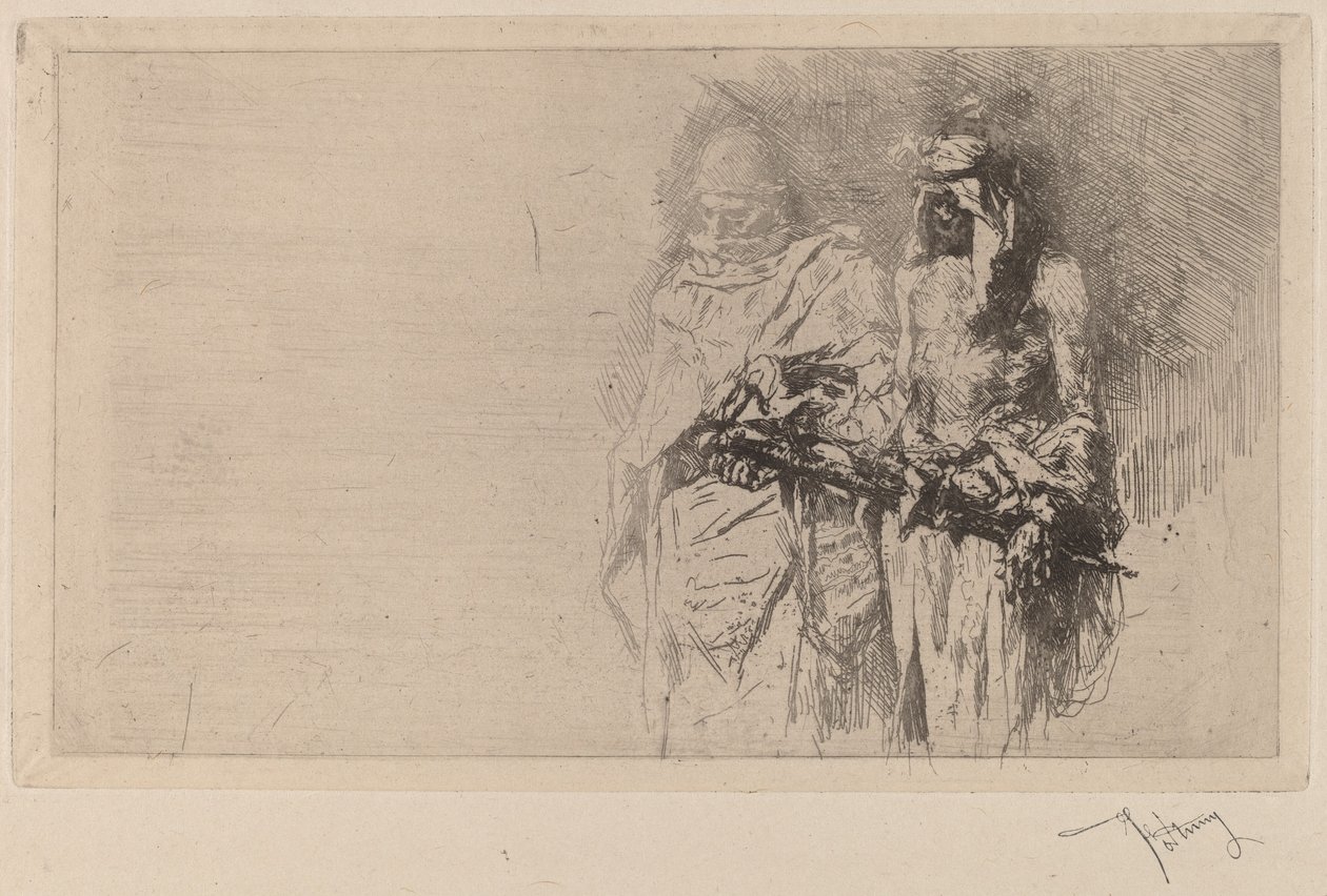 Croquis (två arabiska figurer) av Marià Fortuny