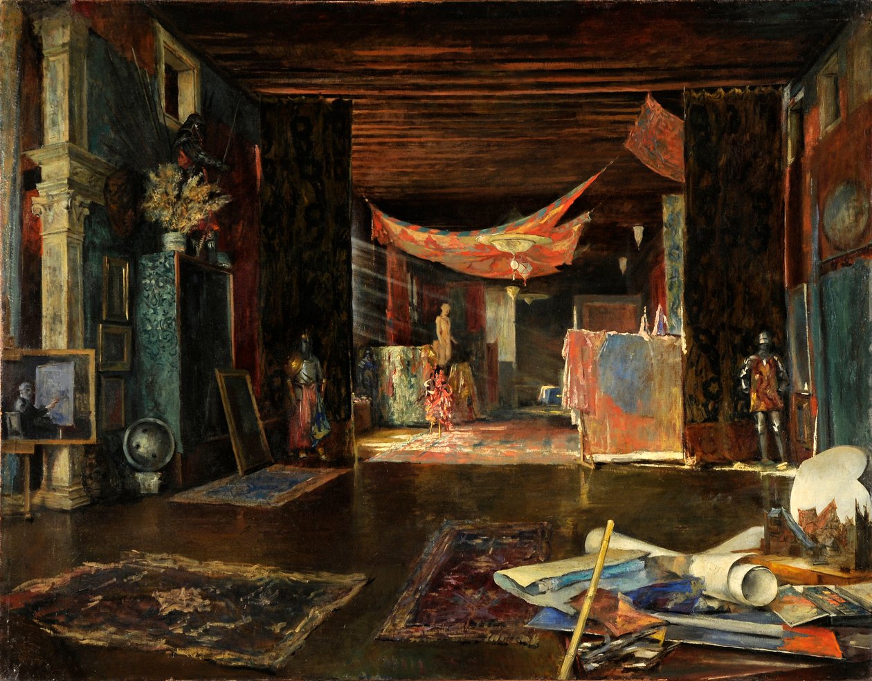 Målarens ateljé på Palazzo Pesaro Orfei. av Mariano Fortuny y Madrazo