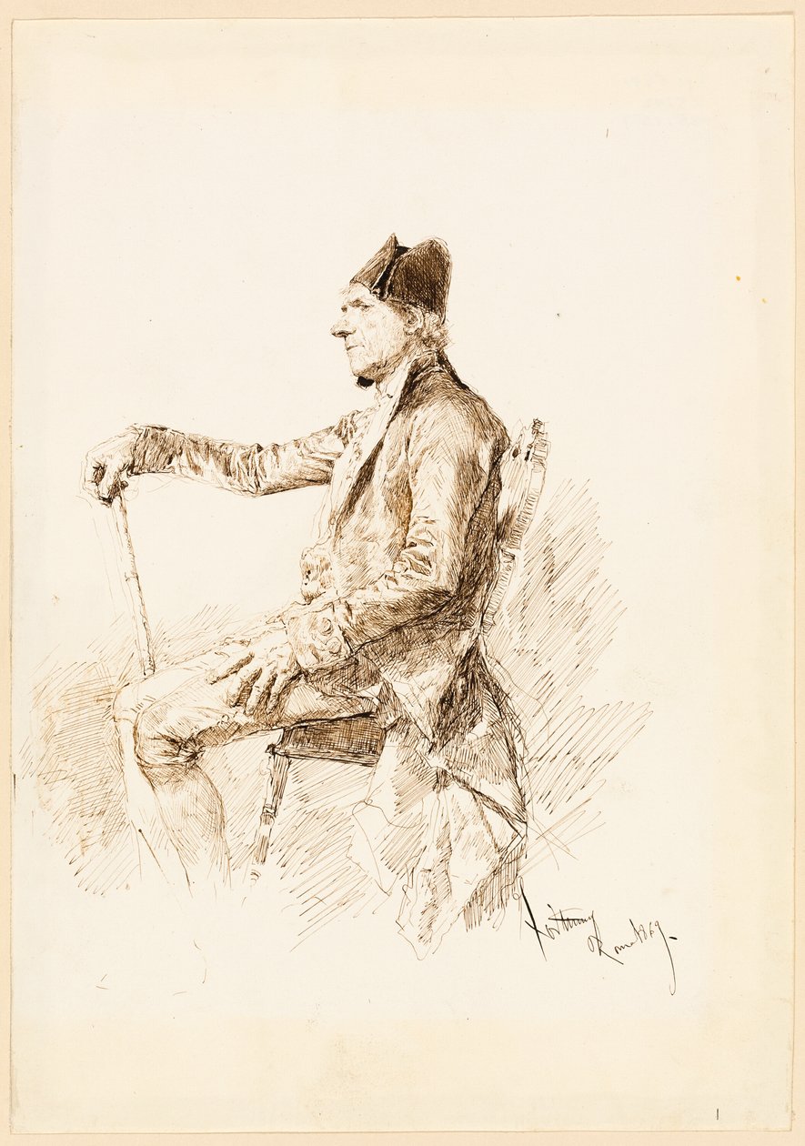 Sittande man i profil av Mariano Fortuny y Marsal