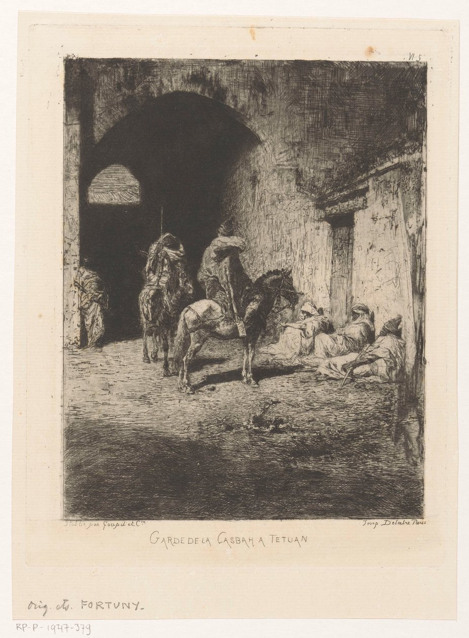 Bewakers van de kasba te Tetouan Casbaha Tetuan Guard (titel på objekt) av Mariano José María Bernardo Fortuny y Carbó
