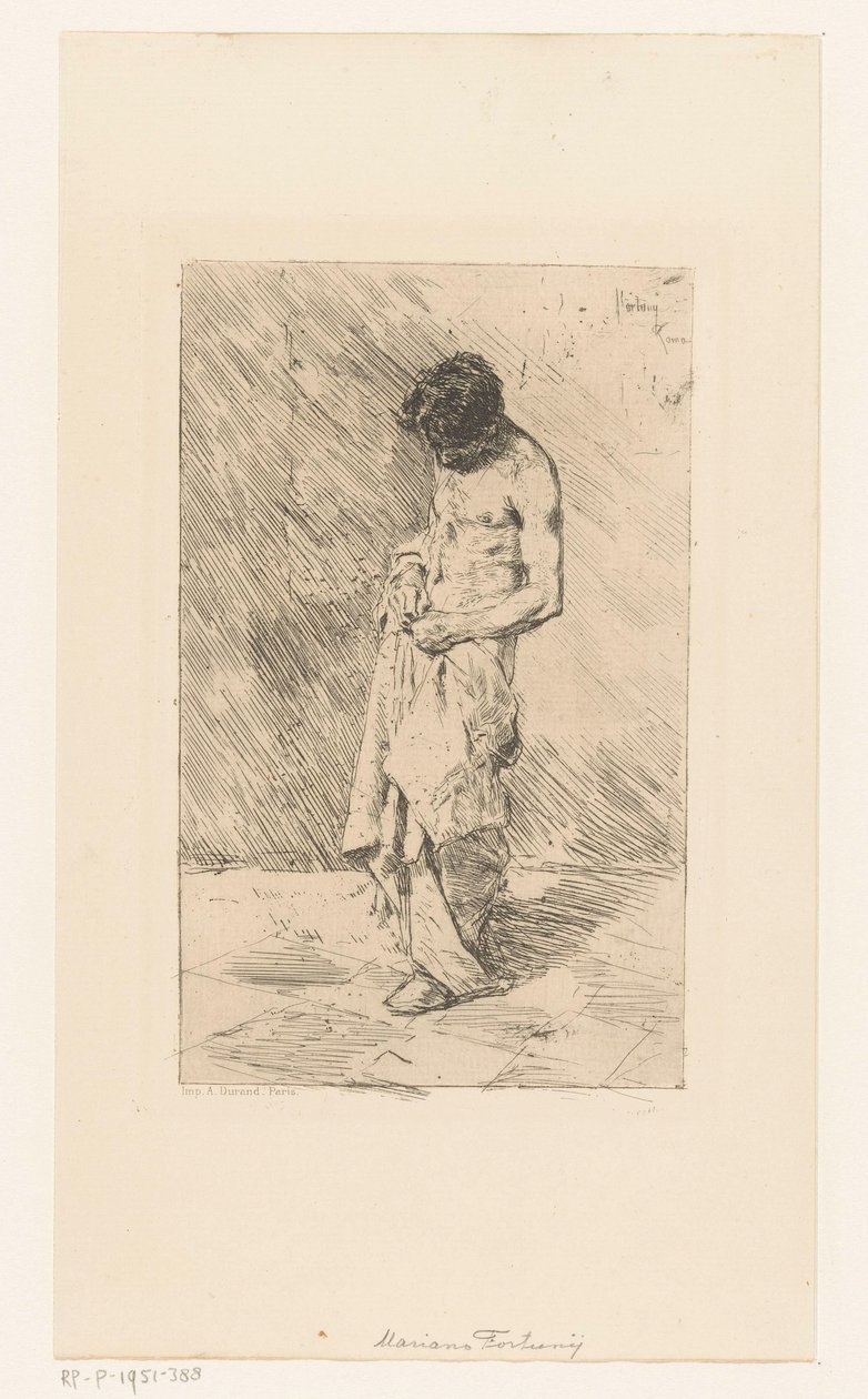 Stående manlig modell av Mariano José María Bernardo Fortuny y Carbó