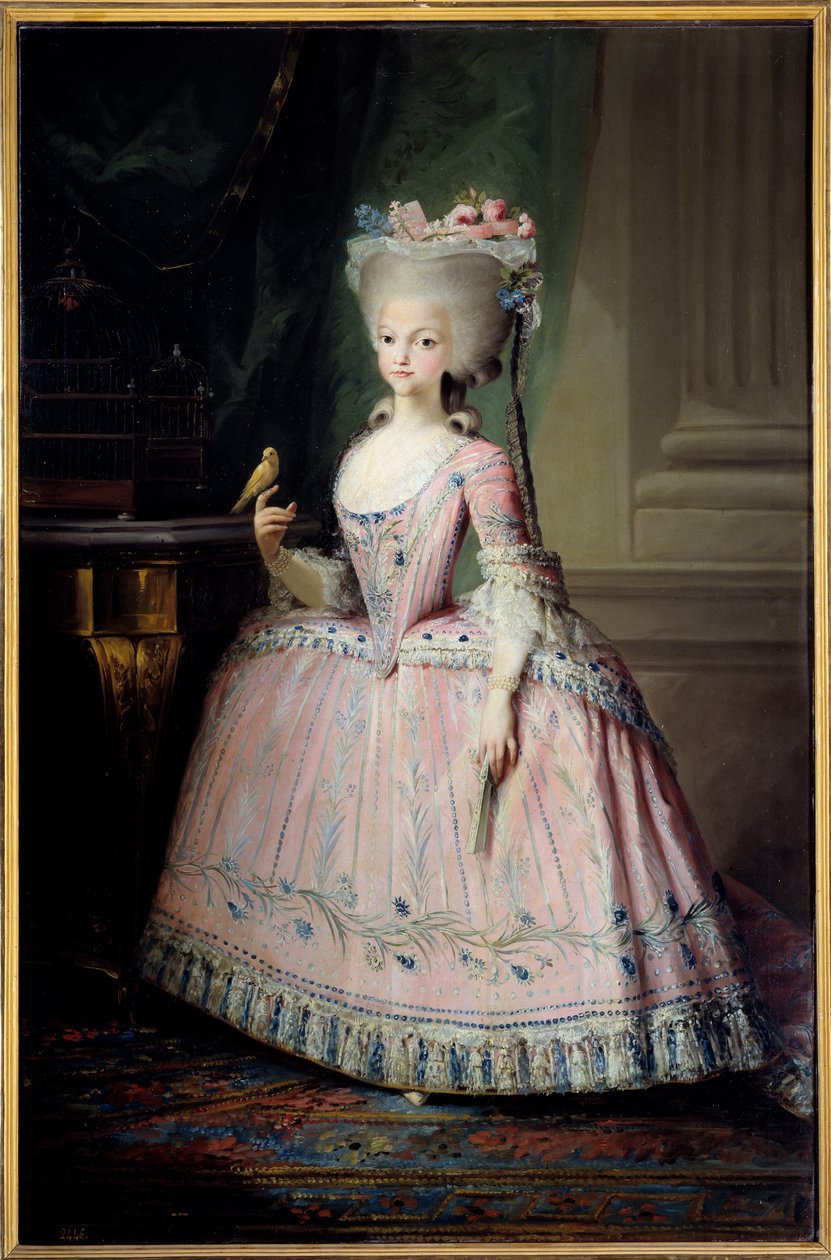 Fotporträtt av Carlota Joaquina (1775-1830) Spädbarn av Spanien och drottning av Portugal Målning av Mariano Maella (1739-1819) (esp.) 1700-tal sön. 1,77x1,16 m Madrid, Museum of Prado - Hellängdsporträtt av Charlotte Joaquina (1775-1830) Prinsessan av av Mariano Salvador de Maella