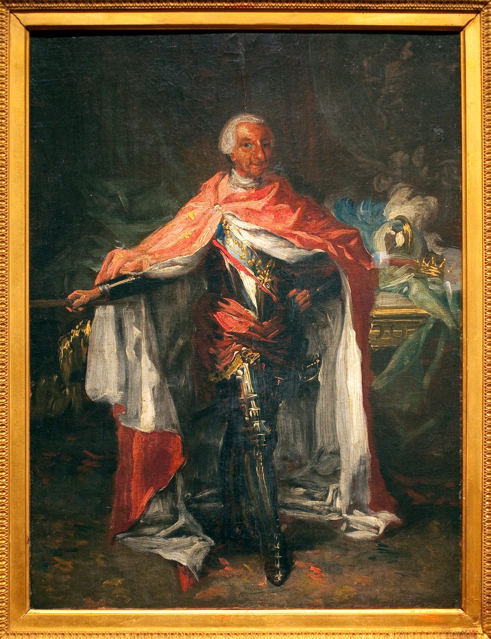 Porträtt av Karl III av Spanien (1716-1788) - Målning av Mariano Salvador Maella (1739-1819), olja på duk, skiss, spansk konst av Mariano Salvador de Maella