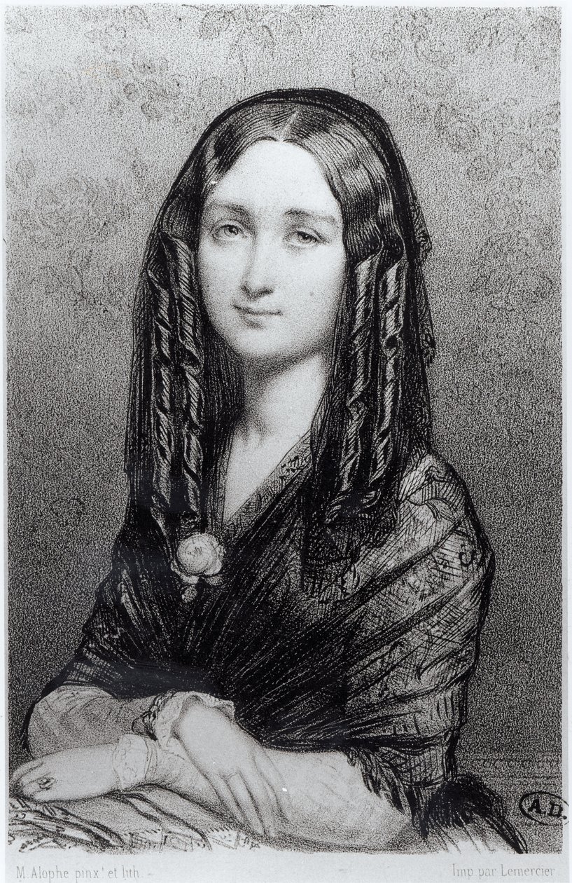 Porträtt av Louise Colet (1810-76) 1844 av Marie Alexandre Alophe