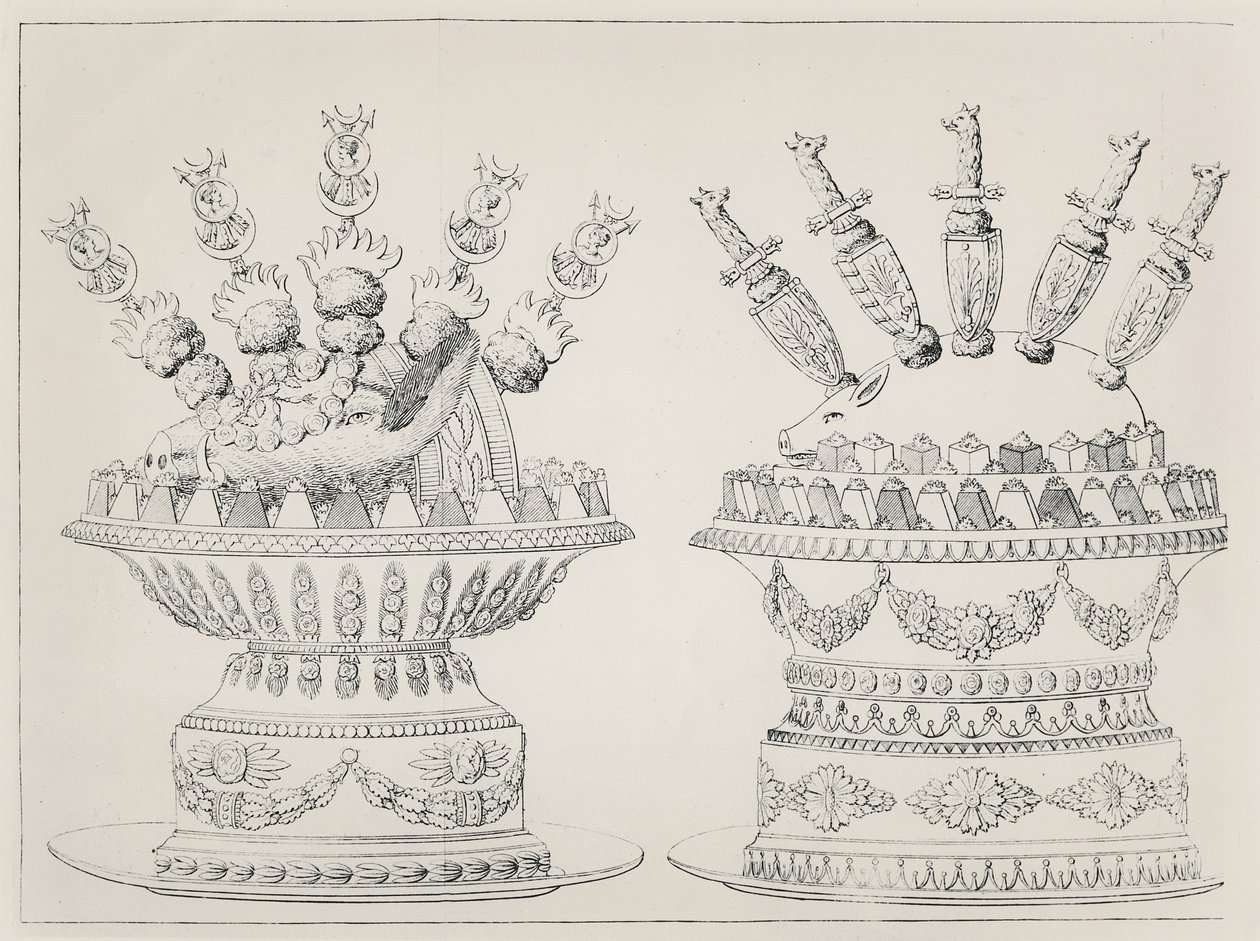 Vildsvin och spädgris sammansatta delar, design av Antonin Carême av Marie Antoine Careme