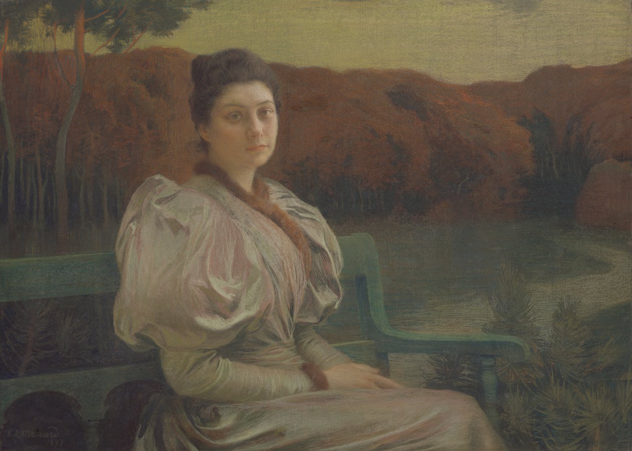 Porträtt av Louise Galtier-Boissiere, 1897 (pastell på duk) av Marie Auguste Emile Rene Menard