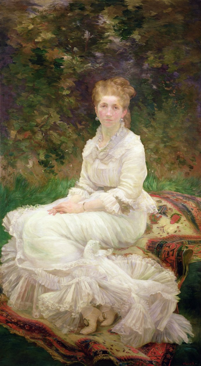Kvinnan i vitt, ca 1880 av Marie Bracquemond
