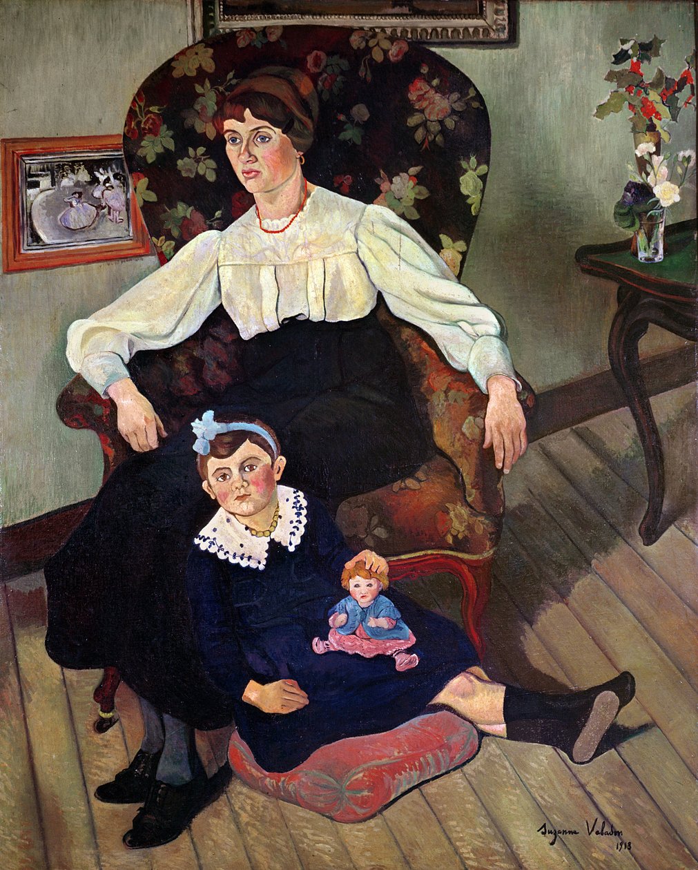 Porträtt av Marie Coca och hennes dotter, 1913 av Marie Clementine (Suzanne) Valadon