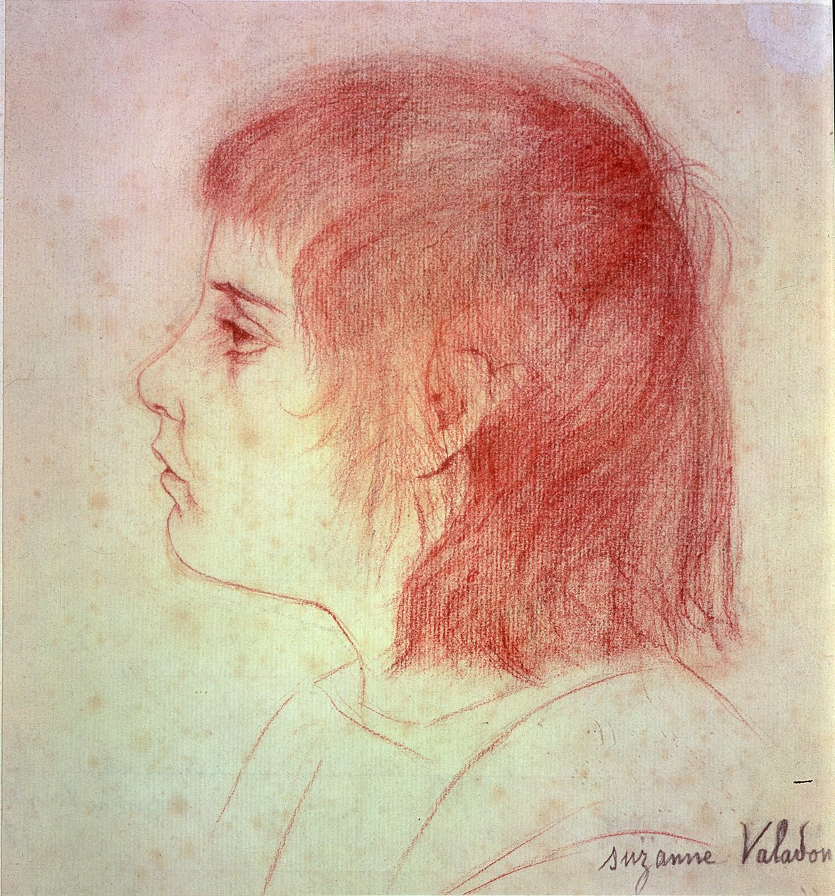 Porträtt av Maurice Utrillo som ett barn, ca 1888-90 (röd krita på papper) av Marie Clementine (Suzanne) Valadon
