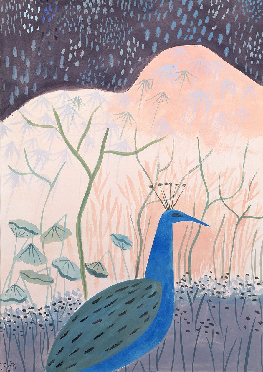 Guld- och silverpåfågel, 1985 av Marie Hugo