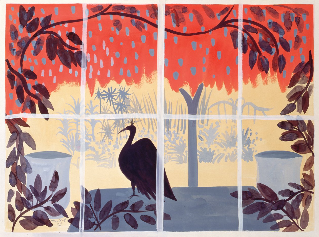 Påfågel på bordet, 1985 av Marie Hugo