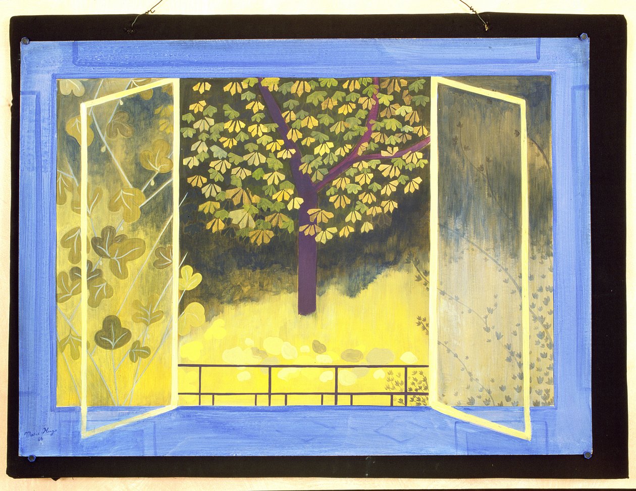 The Chestnut Tree, 1987 (akryl ombord) av Marie Hugo