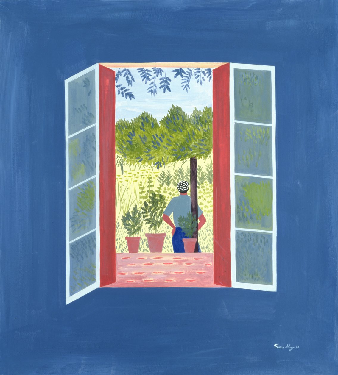 Zaid Through the Window, 1986 (akryl & olja ombord) av Marie Hugo