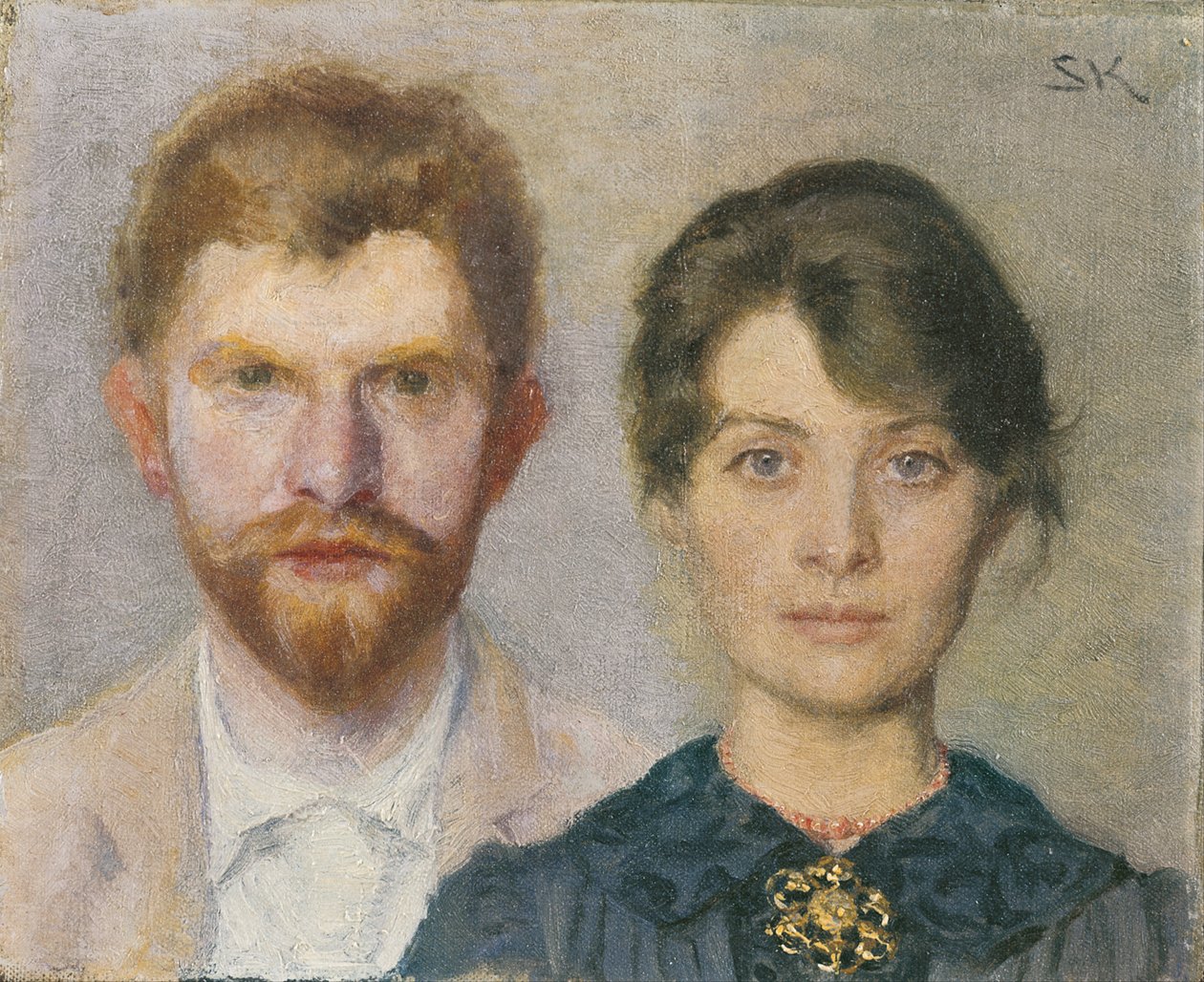 Double portrait of Marie and P.S. Kroyer av Marie Krøyer