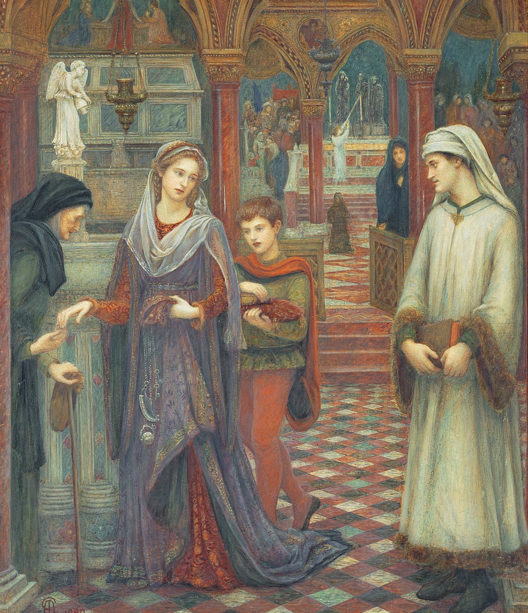 Dante och Beatrice, 1880 (wc och kroppsfärg på papper) av Marie Spartali Stillman