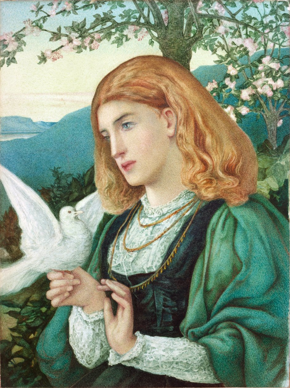 Figur av en flicka (akvarell och penna på papper) av Marie Spartali Stillman