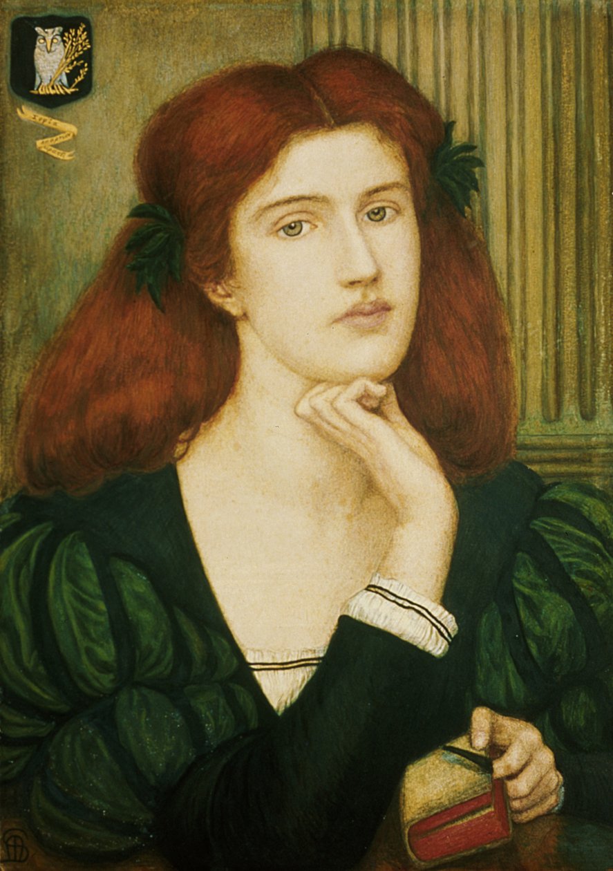 The Lady Prays-desire (wc och guldfärg på papper) av Marie Spartali Stillman
