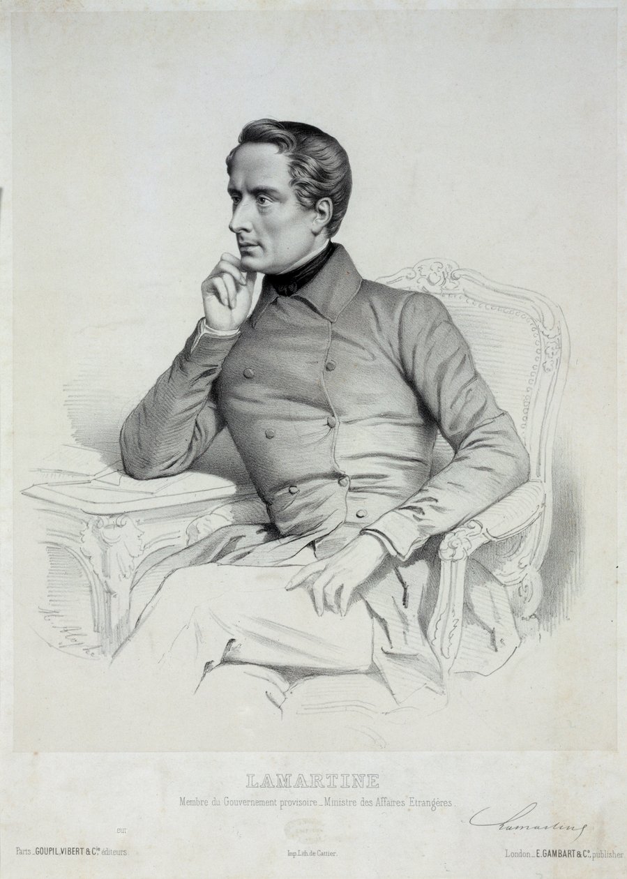 Porträtt av Alphonse de Lamartine 1790-1869. av Marie Alexandre Menut Alophe