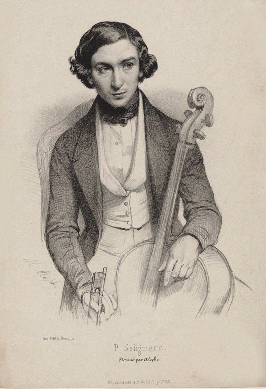 Porträtt av cellisten och kompositören Hippolyte Prosper Seligmann 1817-1882, 1840. av Marie Alexandre Menut Alophe