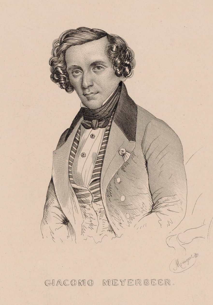 Porträtt av kompositören Giacomo Meyerbeer 1791-1864, 1836. av Marie Alexandre Menut Alophe