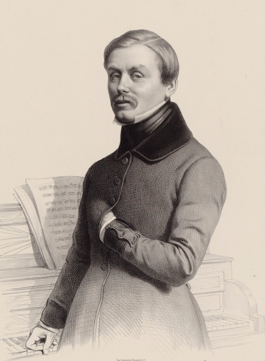 Porträtt av organisten och kompositören Hippolyte Monpou 1804-1841, 1841. av Marie Alexandre Menut Alophe