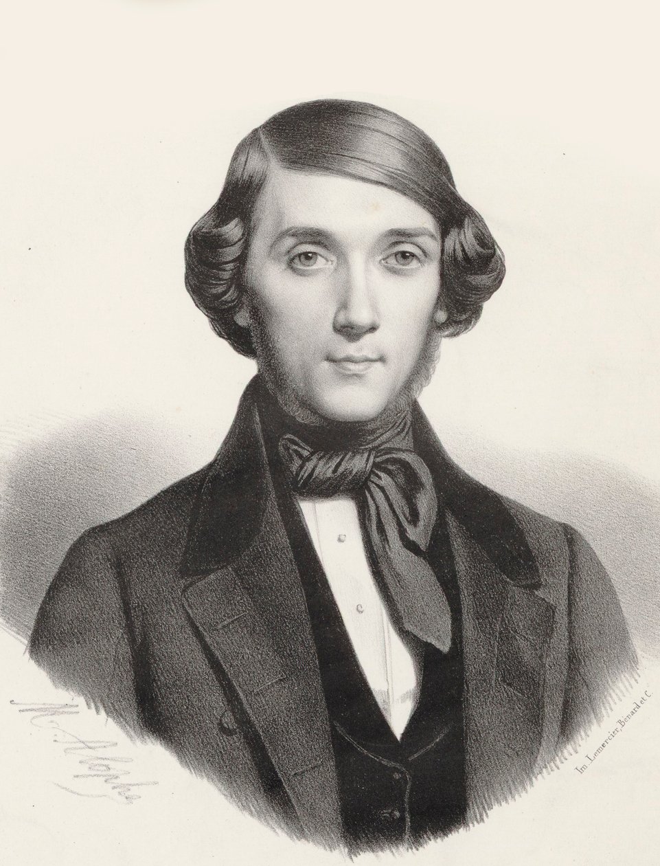 Porträtt av pianisten och kompositören Jean-Henri Ravina 1818-1906, ca 1845. av Marie Alexandre Menut Alophe