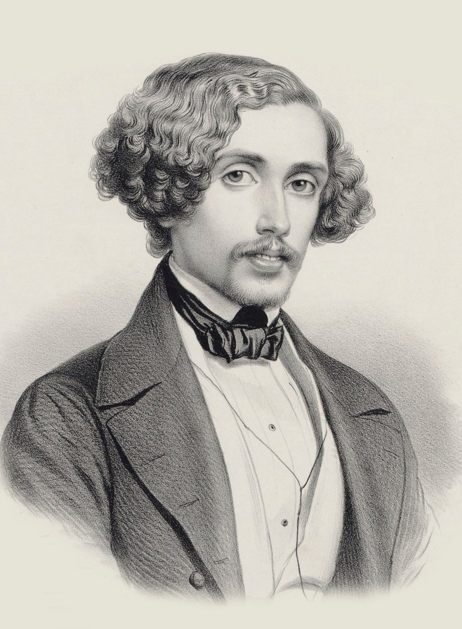 Porträtt av pianisten och kompositören Julius Schulhoff 1825-1898, 1850. av Marie Alexandre Menut Alophe